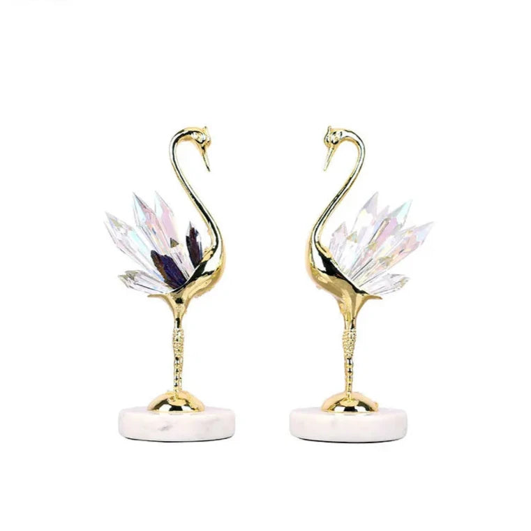 Golden crystal swan artwork ornaments