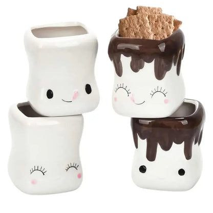 4pcs creative ceramic cartoon face mug