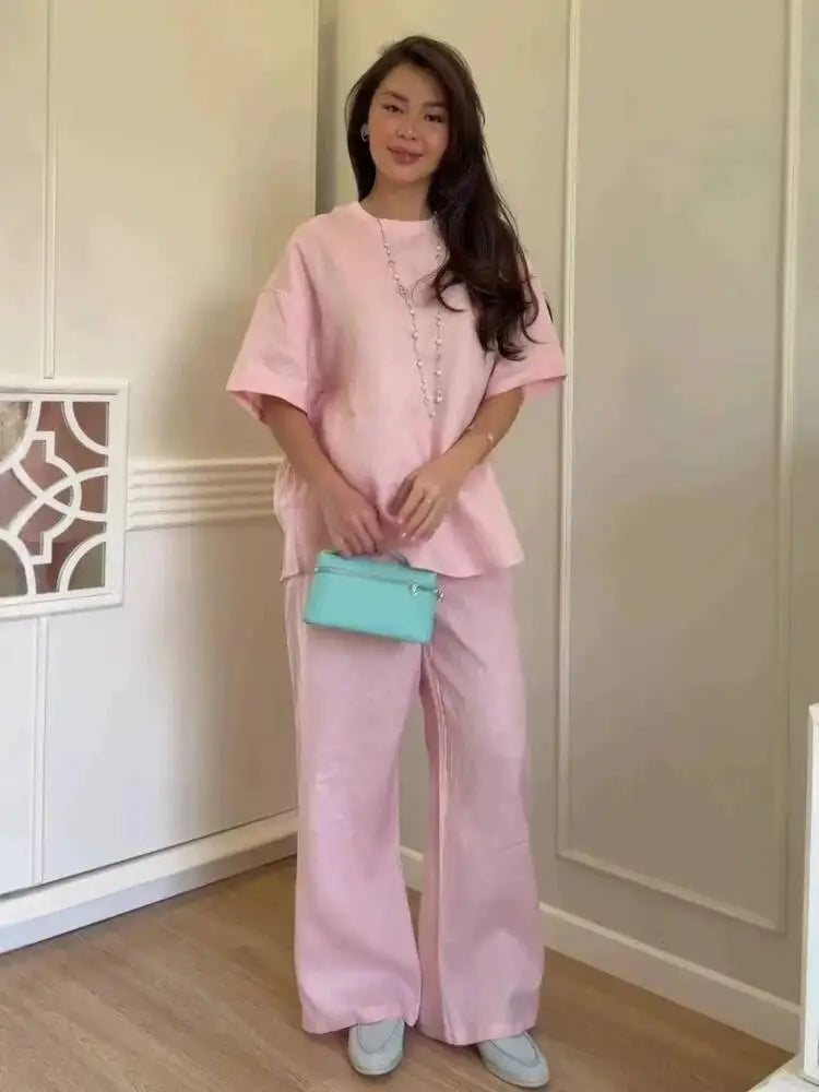 Women Linen Pants Set
