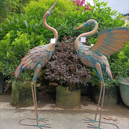 2Art Decor Outdoor Standing Iron Heron Sculpture 83/94cm