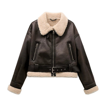 Faux Shearling Belted Jacket