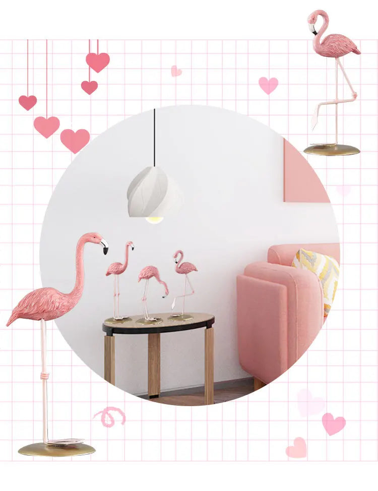 Statujë 3 stili flamingo me rrëshirë, statujë e kafshëve simuluese moderne