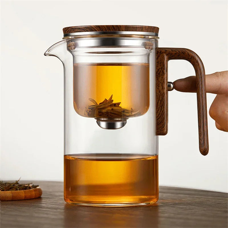 One-click magnetic switch tea separation filtration glass teapot