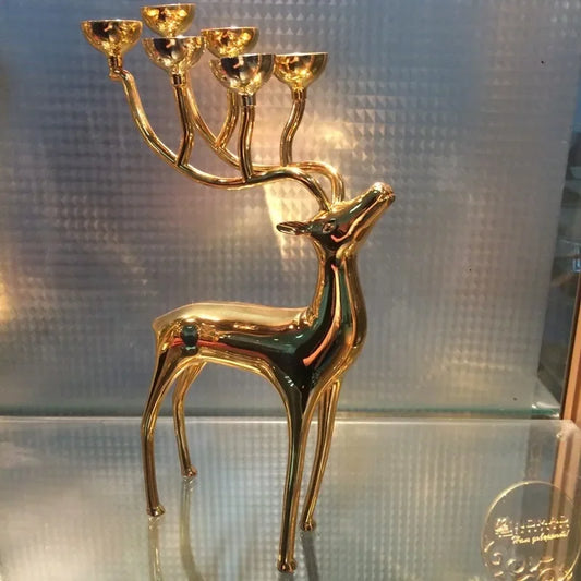 Christmas fawn candlestick