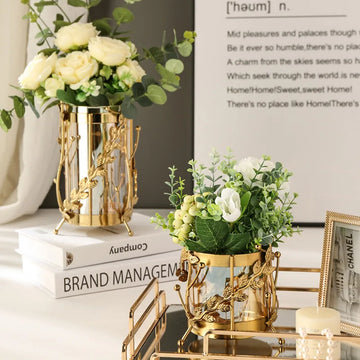 Golden luxury metal flower vase