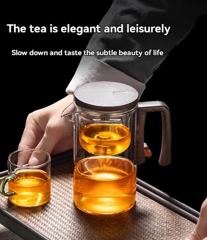 Glass teapot for tea water separation