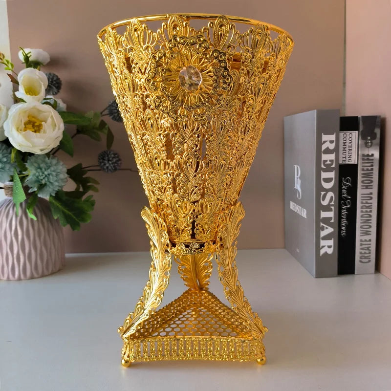 stunning 31cm big size golden metal incense burner