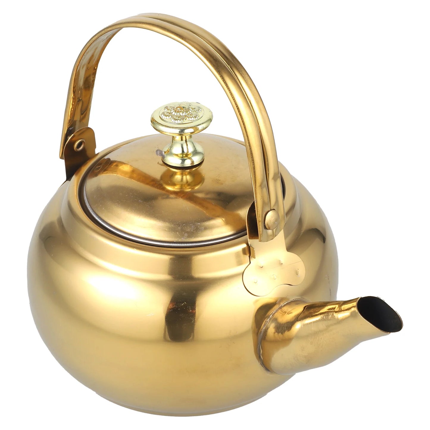 Golden teakettle, measuring 18x14.5cm