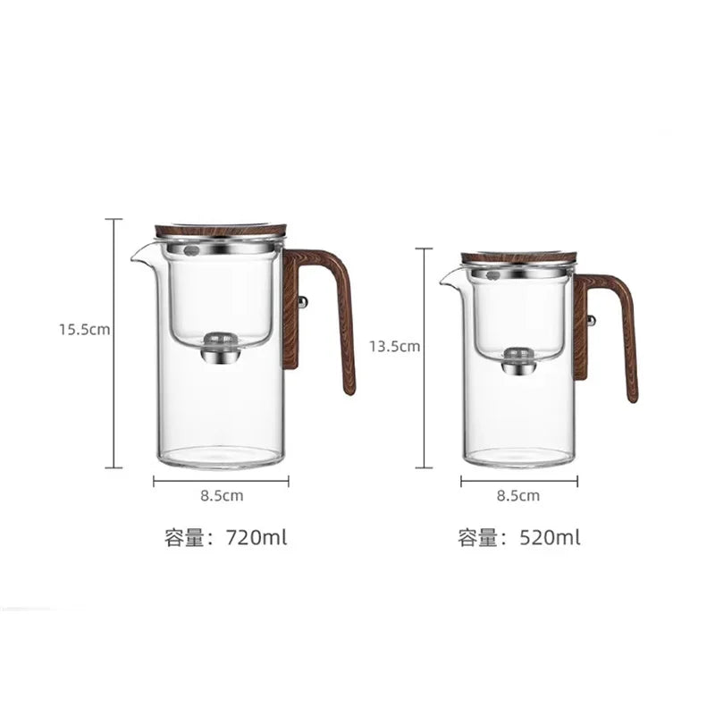 One-click magnetic switch tea separation filtration glass teapot