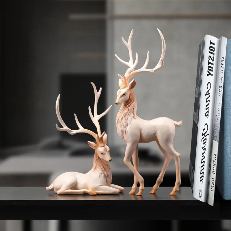 Resin elk sculpture deer reindeer figurines for luxury decor