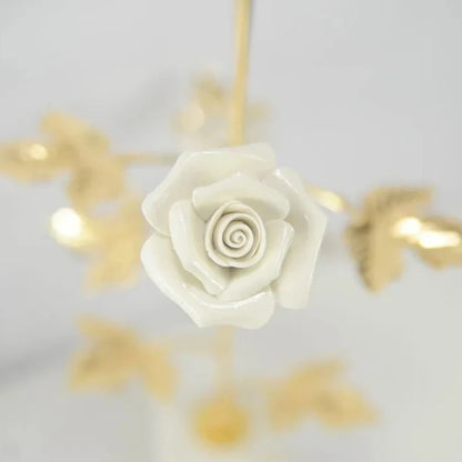 White rose golden flower ornaments