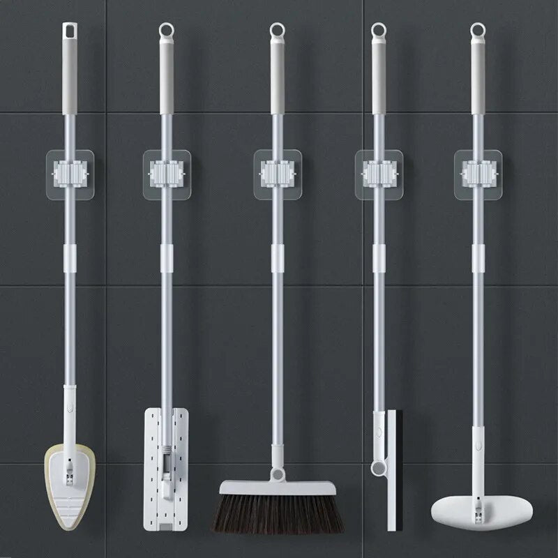 Bathroom storage mop holder wall hanging   self-adhesive hooks Nanag store