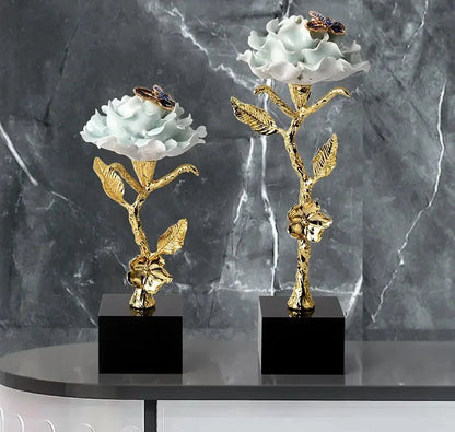 exquisite brass flower decorative statue