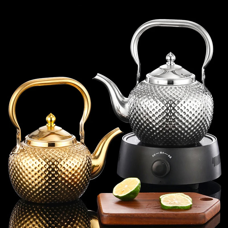 silver gold Stainless steel teapot 1.2/1.5/2L