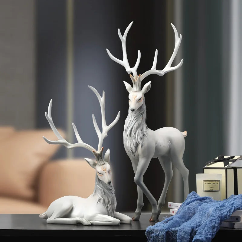 Resin elk sculpture deer reindeer figurines for luxury decor