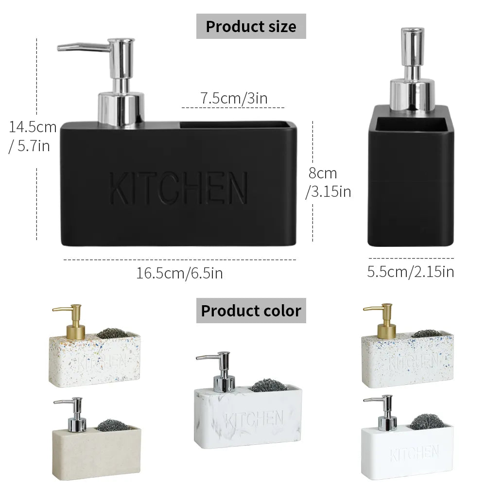 Modern kitchen accessories Soap Dispenser Set brushes Holds and Stores Sponges Scrubbers