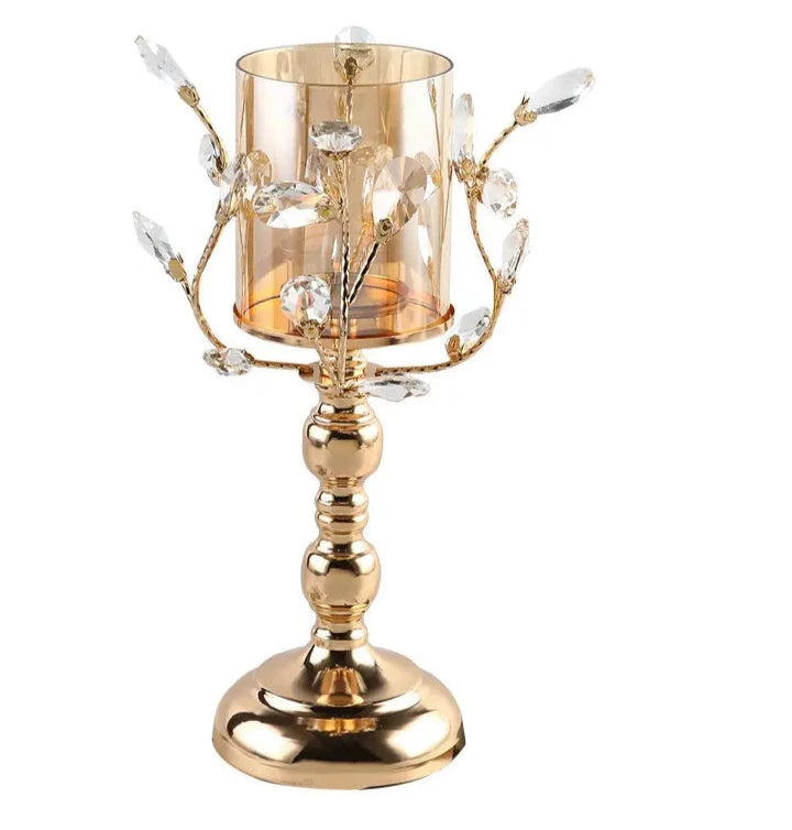 Elegant glass candle holders with sturdy metal brackets