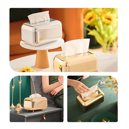 Luxury golden tissue box storage