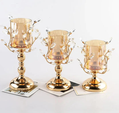 Elegant glass candle holders with sturdy metal brackets