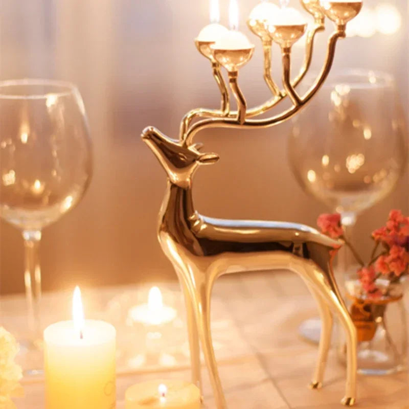 Christmas fawn candlestick