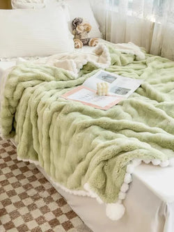 Luxury blanket lightweight faux rabbit fur