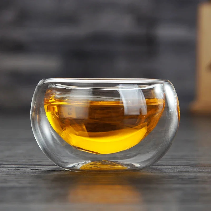 Heat-resistantv transparent double layer glass Tea Cup Set