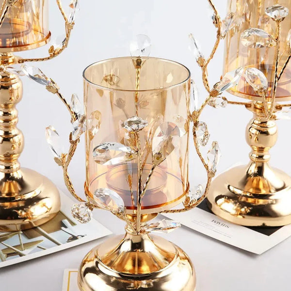 Elegant glass candle holders with sturdy metal brackets