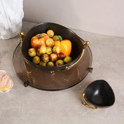 Ceramic flower pot, fruit dish, golden man