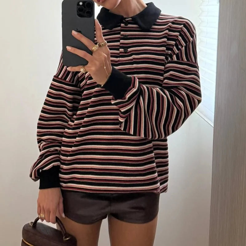 Women Striped Rugby Shirt