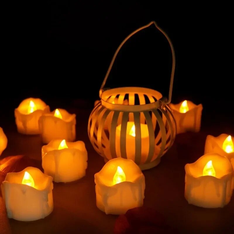 Электрические светодиодные свечи теплого белого/желтого цвета для свадебного оформления