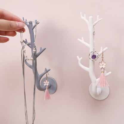 Wall-mounted tree branch hook for keys, and accessories