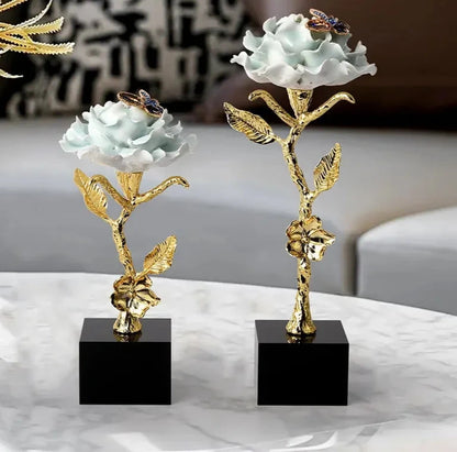 exquisite brass flower decorative statue