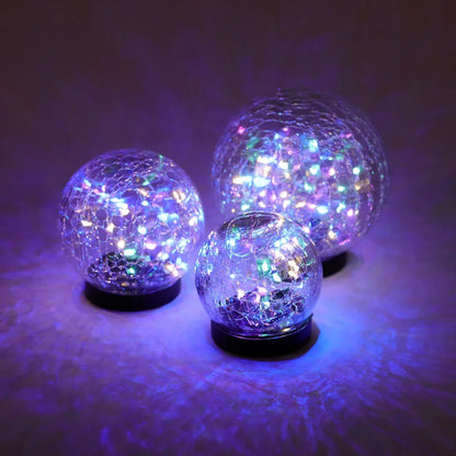 Waterproof LED solar garden lights with cracked glass ball lamps