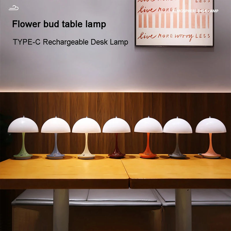 Rechargeable USB mushroom-led desk lamps