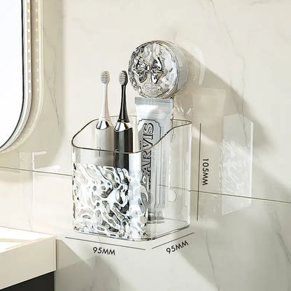 Легкий розкішний стиль Візерунок льодовика Присоска Полиця Настінна стійка для зберігання без удару Тримач кошика для зливу для ванної кімнати