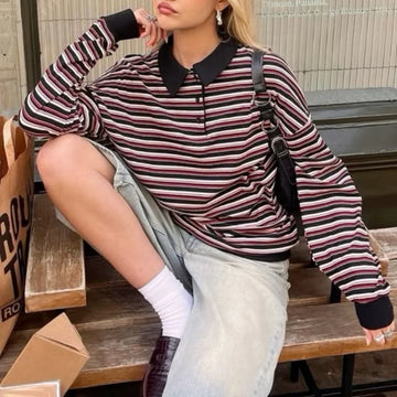 Women Striped Rugby Shirt