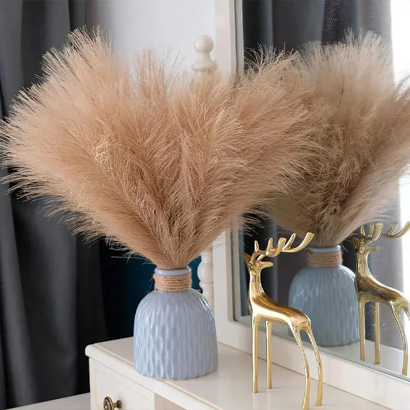 Artificial Fluffy Pampas Grass Bouquet  Boho Fake Reed Plant nanag store