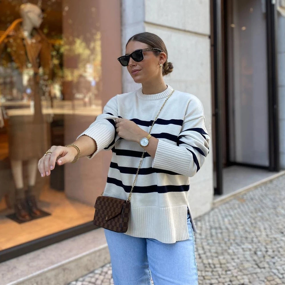 Sٍtriped Oversized Sweater