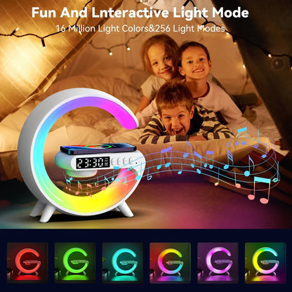 G63 ลําโพงบลูทู ธ RGB Music Rhythm Lighting มัลติฟังก์ชั่ Speake 10W โทรศัพท์เครื่องชาร์จไร้สายรองรับ TF Card AUX Input